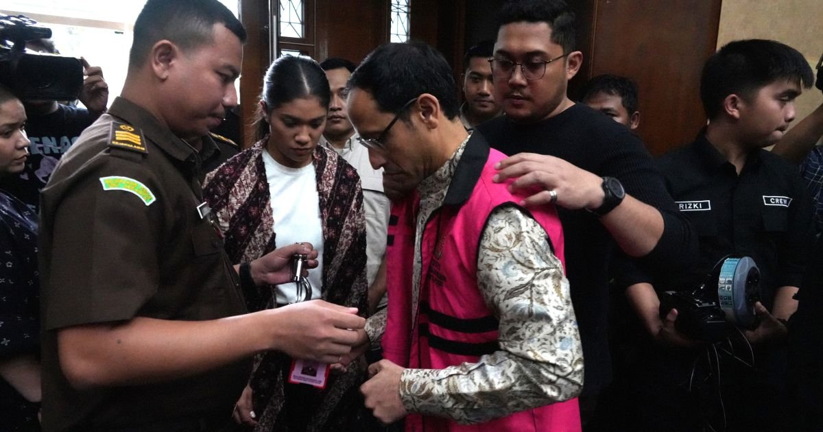 Foto: Nadiem Makarim dalam Sidang digelar di Pengadilan Tindak Pidana Korupsi pada Pengadilan Negeri Jakarta Pusat, Senin (19/1/2026).