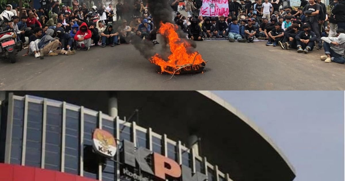 Ratusan mahasiswa menggelar aksi demonstrasi di Kompleks Pemerintah Kabupaten Bogor, Senin (23/2/26)