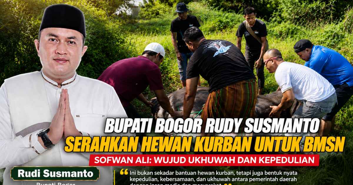 Foto: Kepedulian Bupati Bogor, Rudy Susmanto, terhadap masyarakat dan insan media kembali terlihat pada momentum Hari Raya Idul Adha 1447 Hijriah. Melalui bantuan satu ekor sapi kurban untuk Bogor Media Siber Network (BMSN) Kabupaten Bogor.